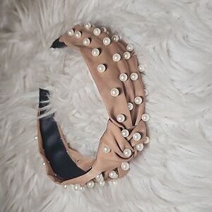 Pearl Luxe Headbands | Soft Satin Glam - Brown Honey